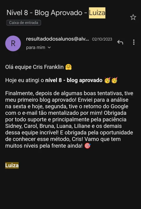Primeiro blog aprovado depois de algumas tentativas